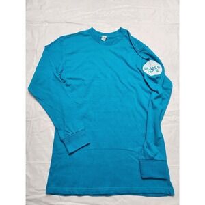 Trader Joe's Shirt Mens Medium Blue Long Sleeve Logo Graphic Tee MJ Apparel